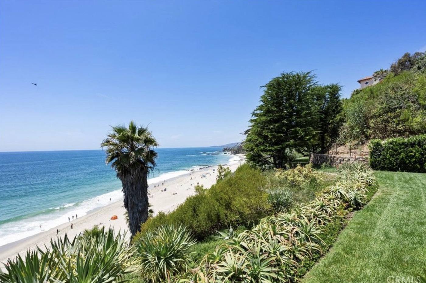 Coastal cliff view with gardens