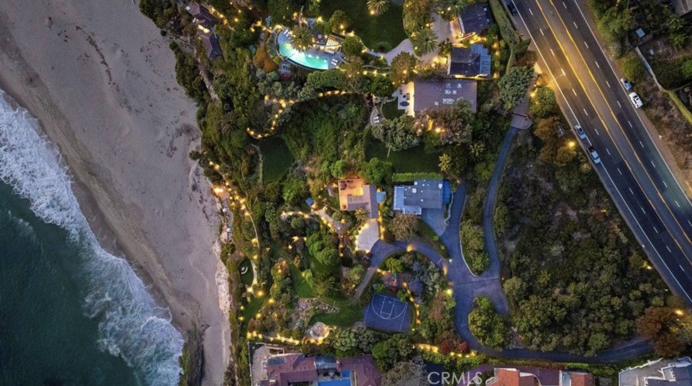 Night aerial of estate